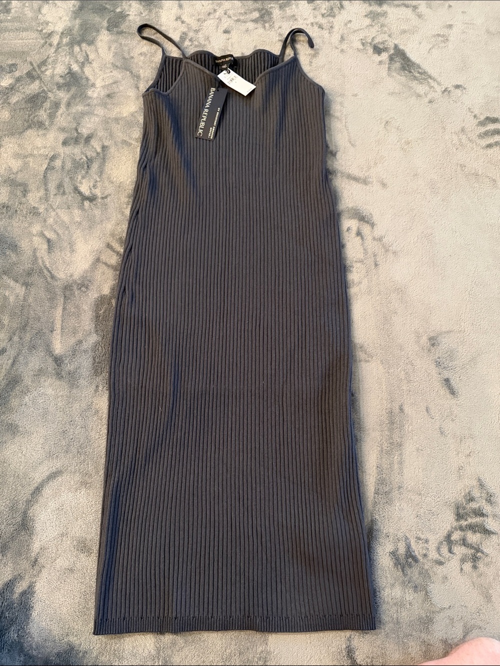 Banana Republic Ribbed Slip Midi Dress in Black